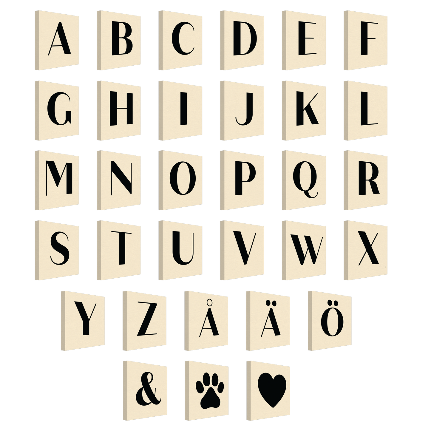 Personlig bokstavstavla – Creme